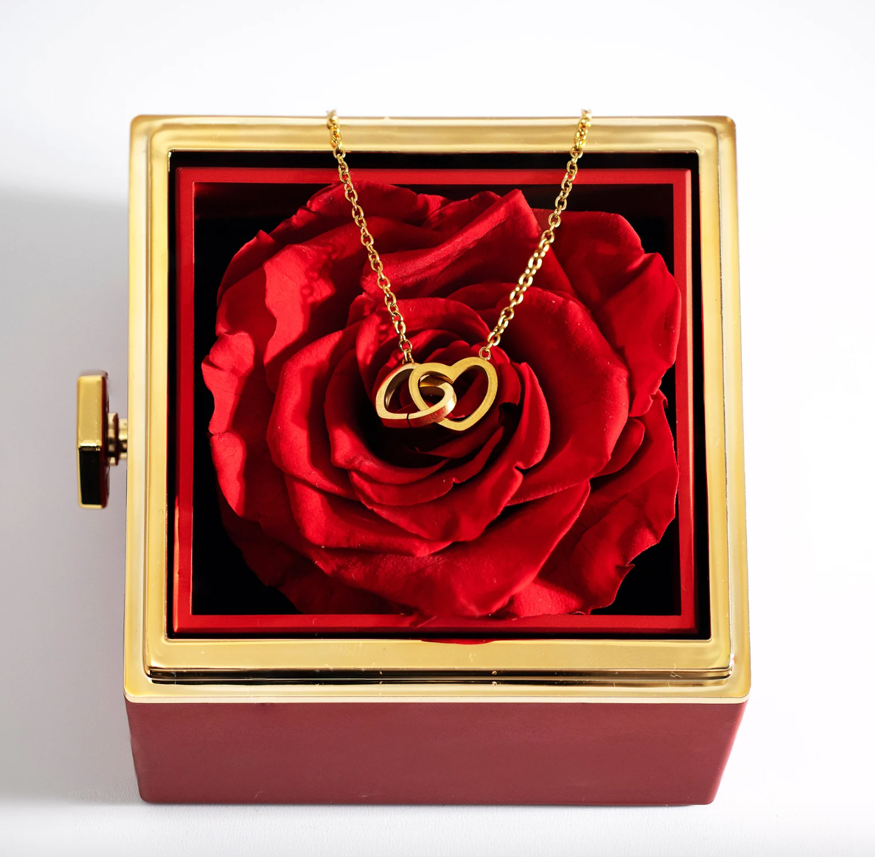 Coffret Rose Eternelle - Collier Coeurliés Personnalisable