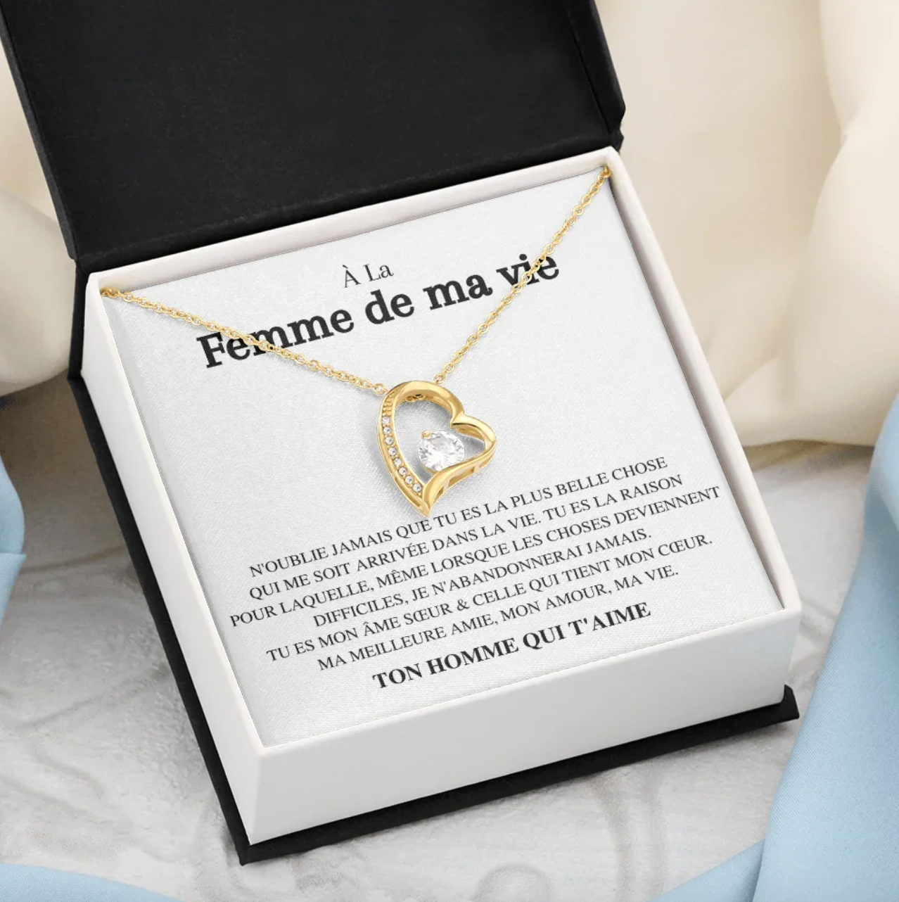 Collier Coeur d'Amour - À la Femme de ma vie - Ton Homme qui t'aime