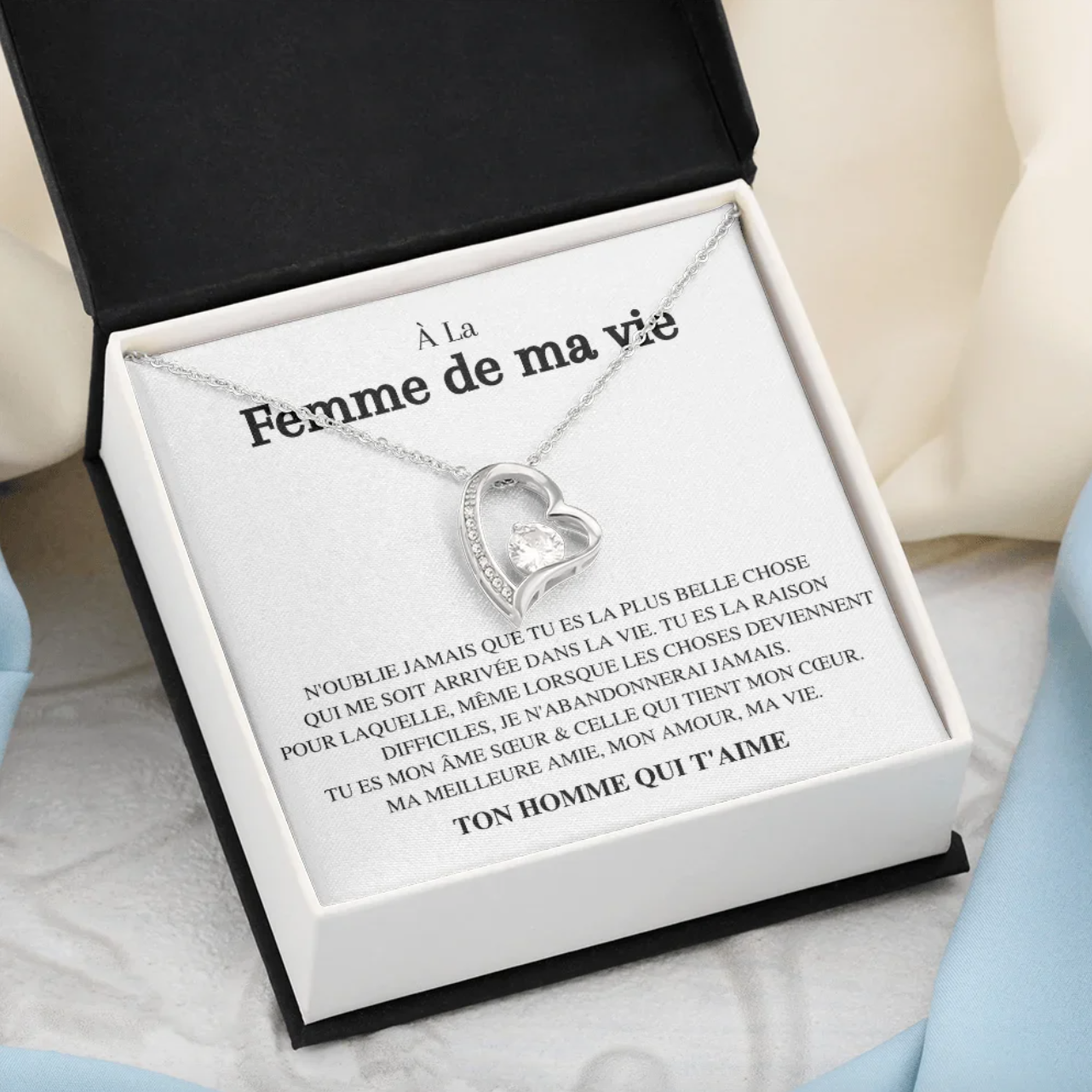 Collier Coeur d'Amour - À la Femme de ma vie - Ton Homme qui t'aime