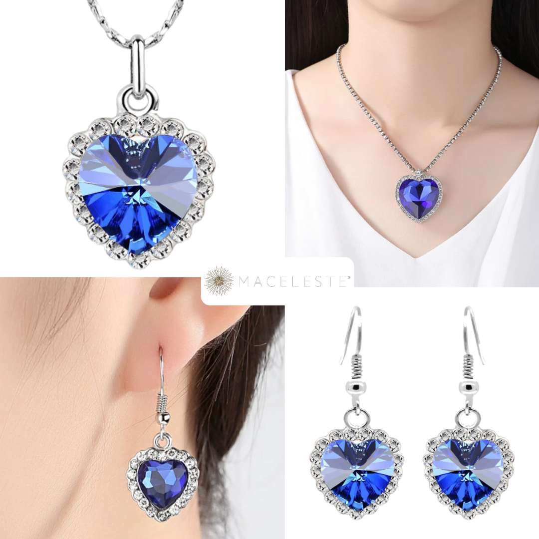 Collier Coeur de l'ocean + 2 Boucles d'oreilles Gratuites